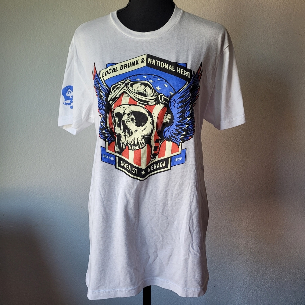 ZERO FOXTROT Local Drunk & National Hero T-shirt - Nevada July 4, 1996 *…